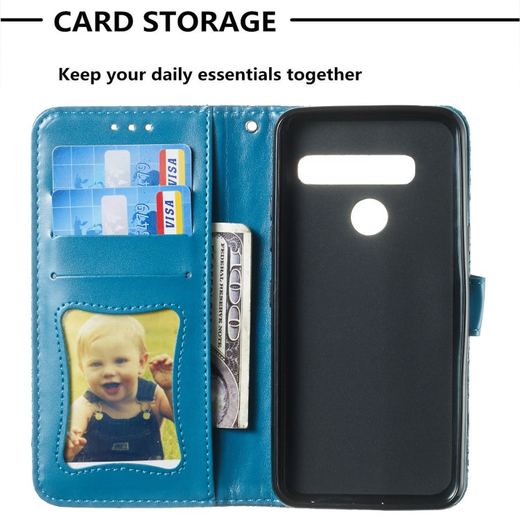 Pressed Printing Rattan Flower Pattern Horizontal Flip PU Leather Case for LG G8 ThinQ / G8S ThinQ, with Holder & Card Slots & Wallet & Photo Frame