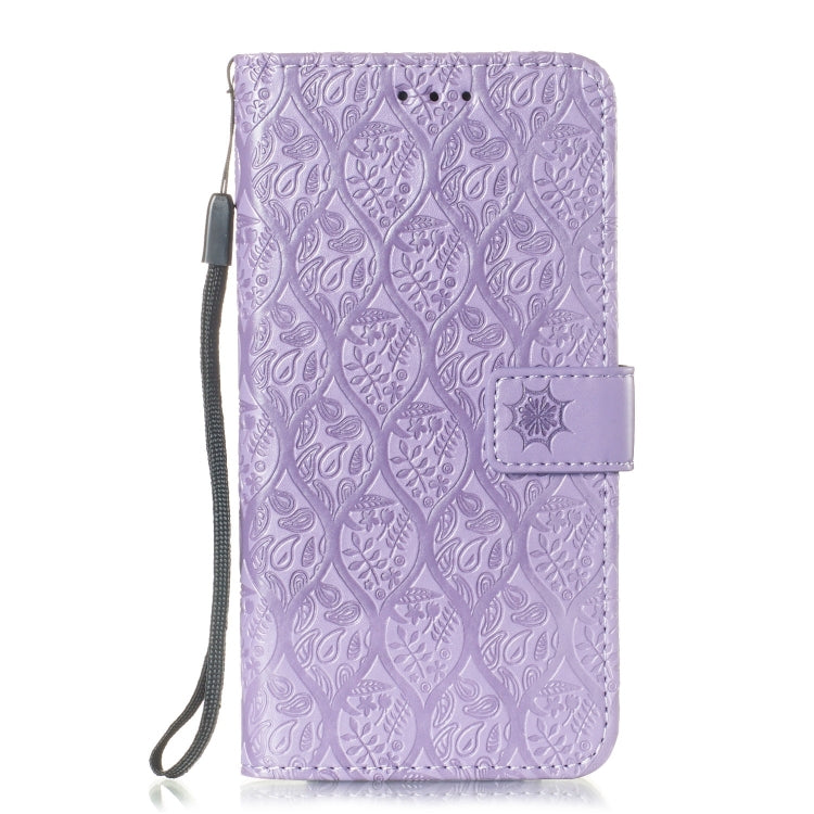 Pressed Printing Rattan Flower Pattern Horizontal Flip PU Leather Case for LG G8 ThinQ / G8S ThinQ, with Holder & Card Slots & Wallet & Photo Frame