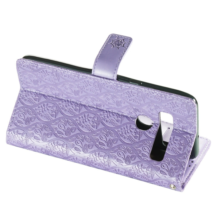 Pressed Printing Rattan Flower Pattern Horizontal Flip PU Leather Case for LG G8 ThinQ / G8S ThinQ, with Holder & Card Slots & Wallet & Photo Frame