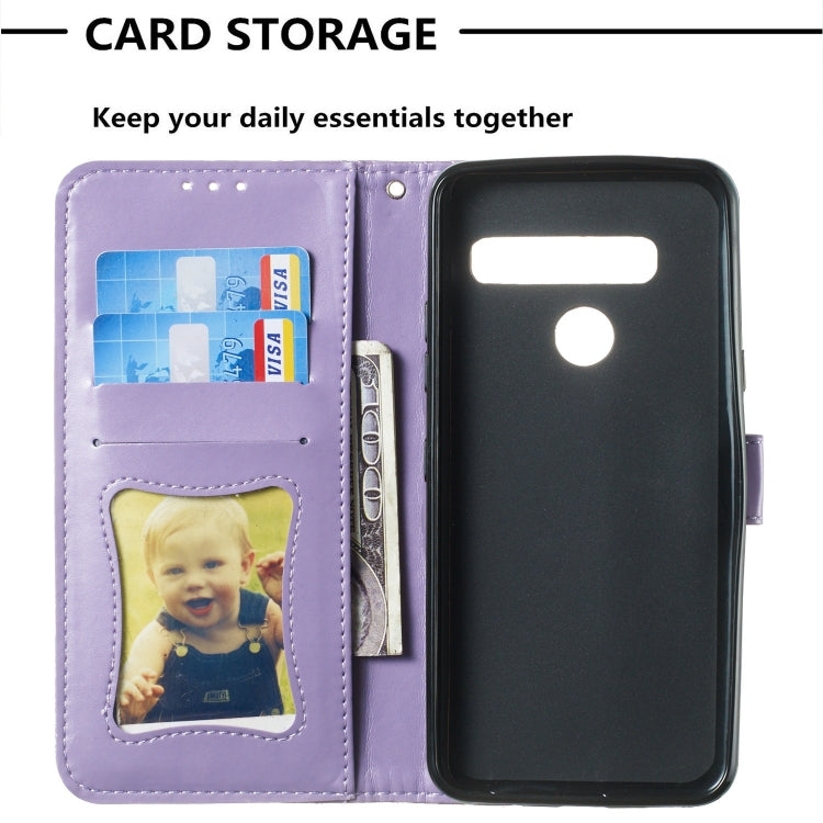 Pressed Printing Rattan Flower Pattern Horizontal Flip PU Leather Case for LG G8 ThinQ / G8S ThinQ, with Holder & Card Slots & Wallet & Photo Frame