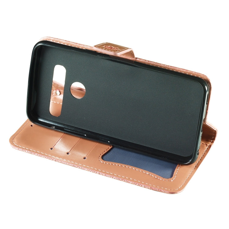 Pressed Printing Rattan Flower Pattern Horizontal Flip PU Leather Case for LG G8 ThinQ / G8S ThinQ, with Holder & Card Slots & Wallet & Photo Frame