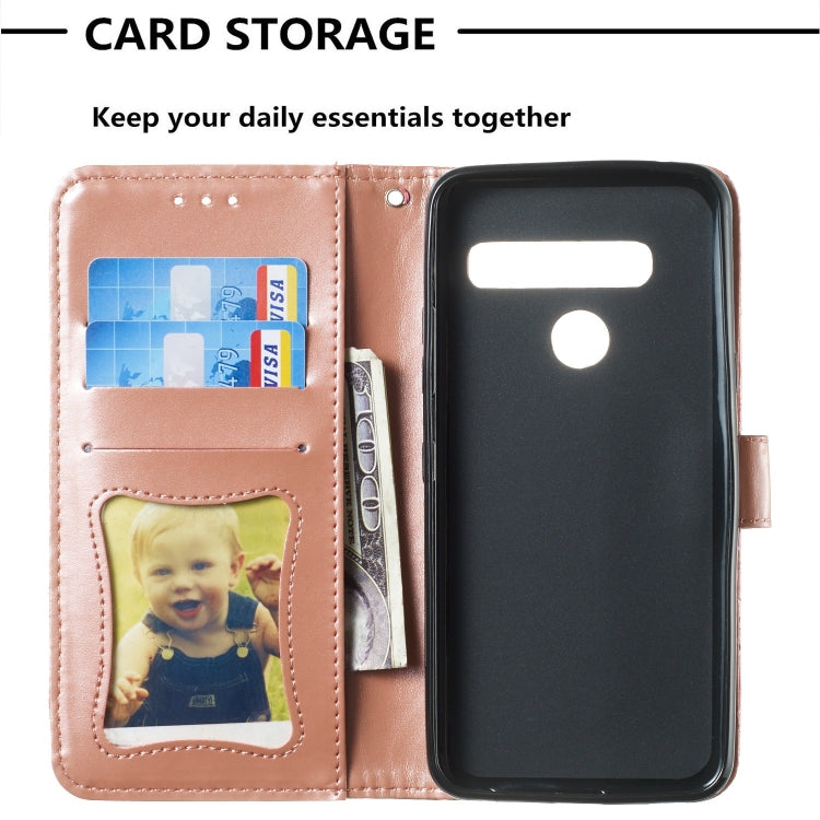 Pressed Printing Rattan Flower Pattern Horizontal Flip PU Leather Case for LG G8 ThinQ / G8S ThinQ, with Holder & Card Slots & Wallet & Photo Frame