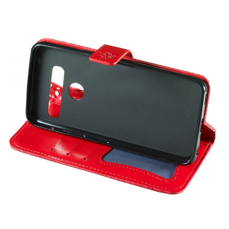 Pressed Printing Rattan Flower Pattern Horizontal Flip PU Leather Case for LG G8 ThinQ / G8S ThinQ, with Holder & Card Slots & Wallet & Photo Frame