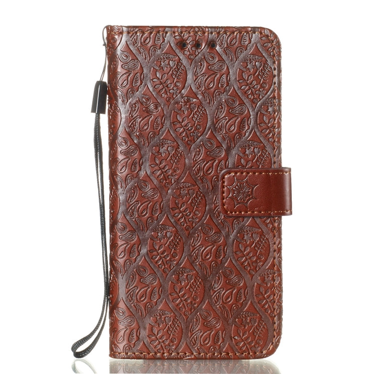 Pressed Printing Rattan Flower Pattern Horizontal Flip PU Leather Case for LG G8 ThinQ / G8S ThinQ, with Holder & Card Slots & Wallet & Photo Frame