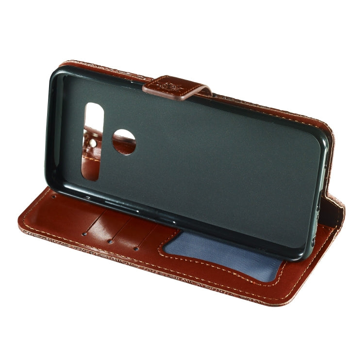 Pressed Printing Rattan Flower Pattern Horizontal Flip PU Leather Case for LG G8 ThinQ / G8S ThinQ, with Holder & Card Slots & Wallet & Photo Frame