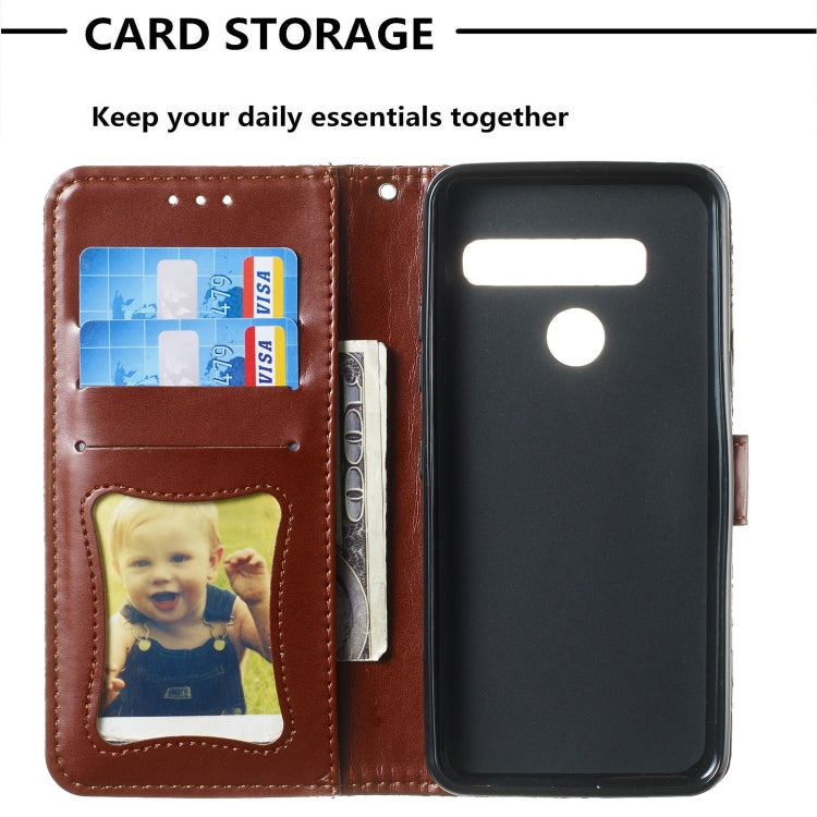 Pressed Printing Rattan Flower Pattern Horizontal Flip PU Leather Case for LG G8 ThinQ / G8S ThinQ, with Holder & Card Slots & Wallet & Photo Frame