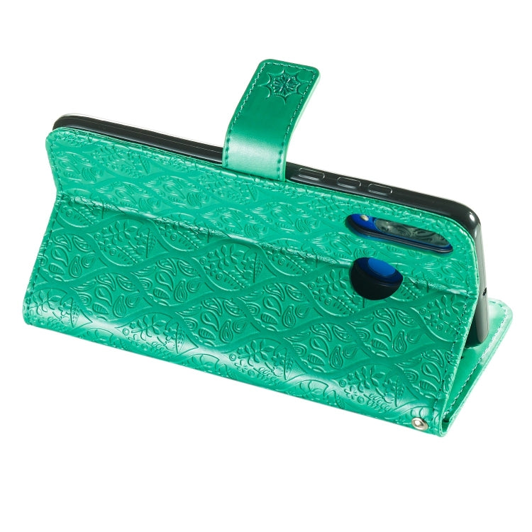 Pressed Printing Rattan Flower Pattern Horizontal Flip PU Leather Case for Huawei P30 Lite / Nova 4e, with Holder & Card Slots & Wallet & Photo Frame