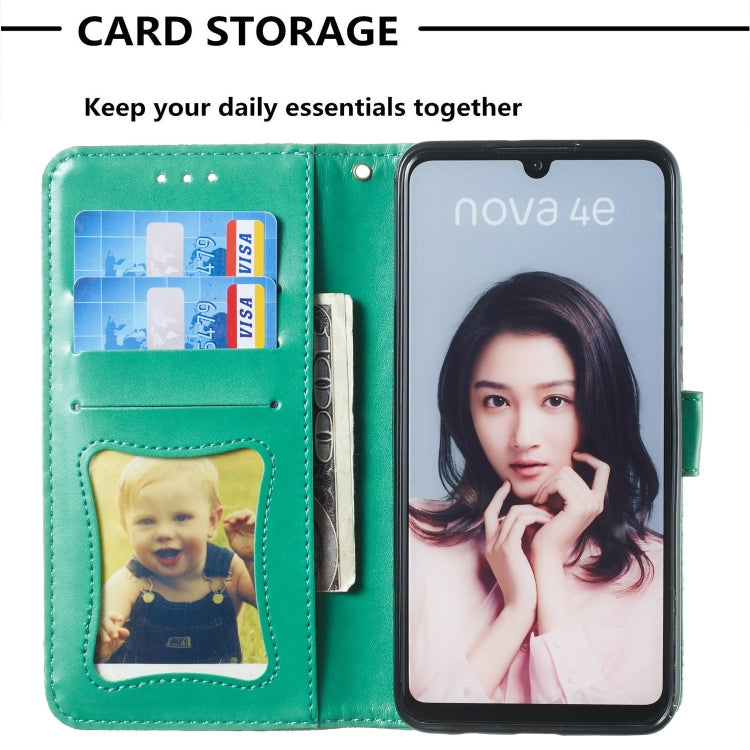 Pressed Printing Rattan Flower Pattern Horizontal Flip PU Leather Case for Huawei P30 Lite / Nova 4e, with Holder & Card Slots & Wallet & Photo Frame