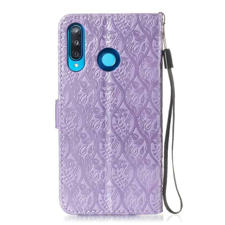 Pressed Printing Rattan Flower Pattern Horizontal Flip PU Leather Case for Huawei P30 Lite / Nova 4e, with Holder & Card Slots & Wallet & Photo Frame