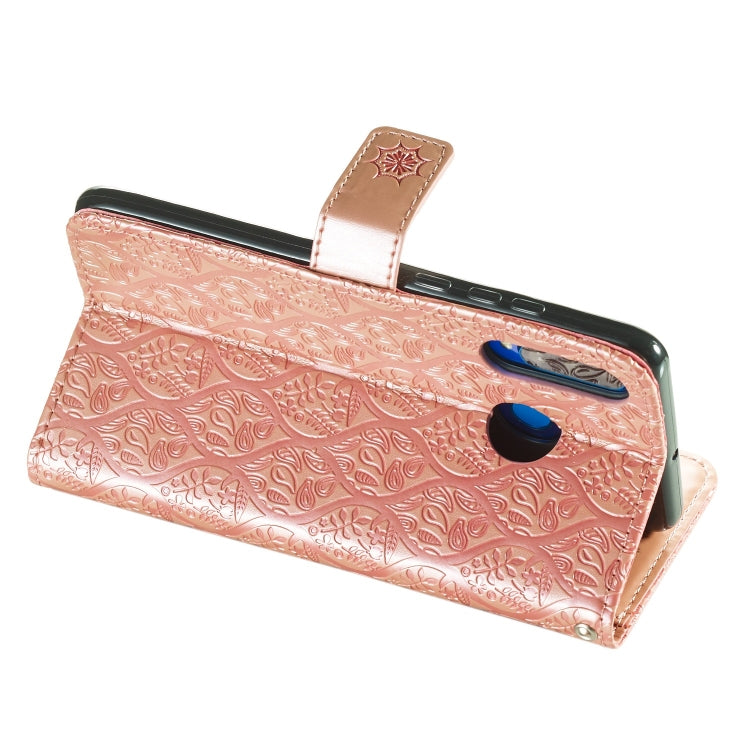 Pressed Printing Rattan Flower Pattern Horizontal Flip PU Leather Case for Huawei P30 Lite / Nova 4e, with Holder & Card Slots & Wallet & Photo Frame