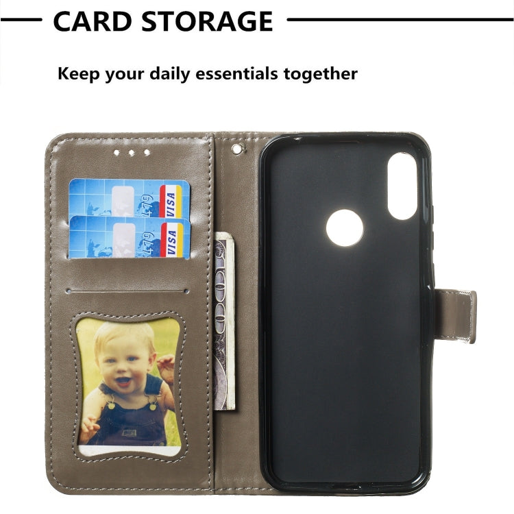 Pressed Printing Rattan Flower Pattern Horizontal Flip PU Leather Case for Huawei Y6 2019 / Honor 8A, with Holder & Card Slots & Wallet & Photo Frame