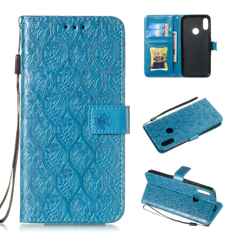 Pressed Printing Rattan Flower Pattern Horizontal Flip PU Leather Case for Huawei Y6 2019 / Honor 8A, with Holder & Card Slots & Wallet & Photo Frame
