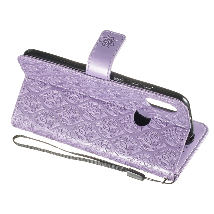 Pressed Printing Rattan Flower Pattern Horizontal Flip PU Leather Case for Huawei Y6 2019 / Honor 8A, with Holder & Card Slots & Wallet & Photo Frame