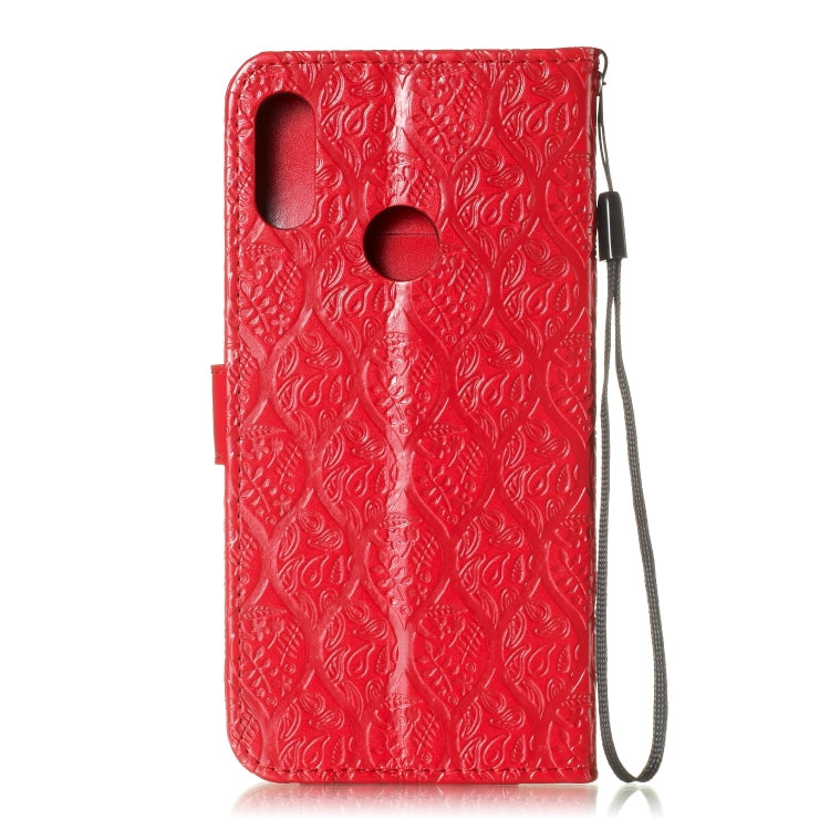 Pressed Printing Rattan Flower Pattern Horizontal Flip PU Leather Case for Huawei Y6 2019 / Honor 8A, with Holder & Card Slots & Wallet & Photo Frame
