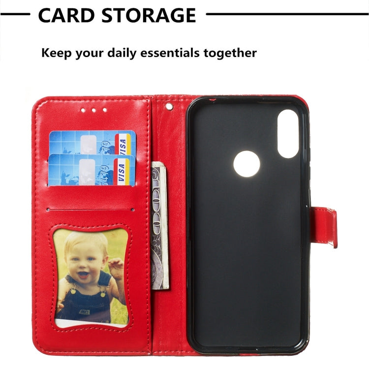 Pressed Printing Rattan Flower Pattern Horizontal Flip PU Leather Case for Huawei Y6 2019 / Honor 8A, with Holder & Card Slots & Wallet & Photo Frame