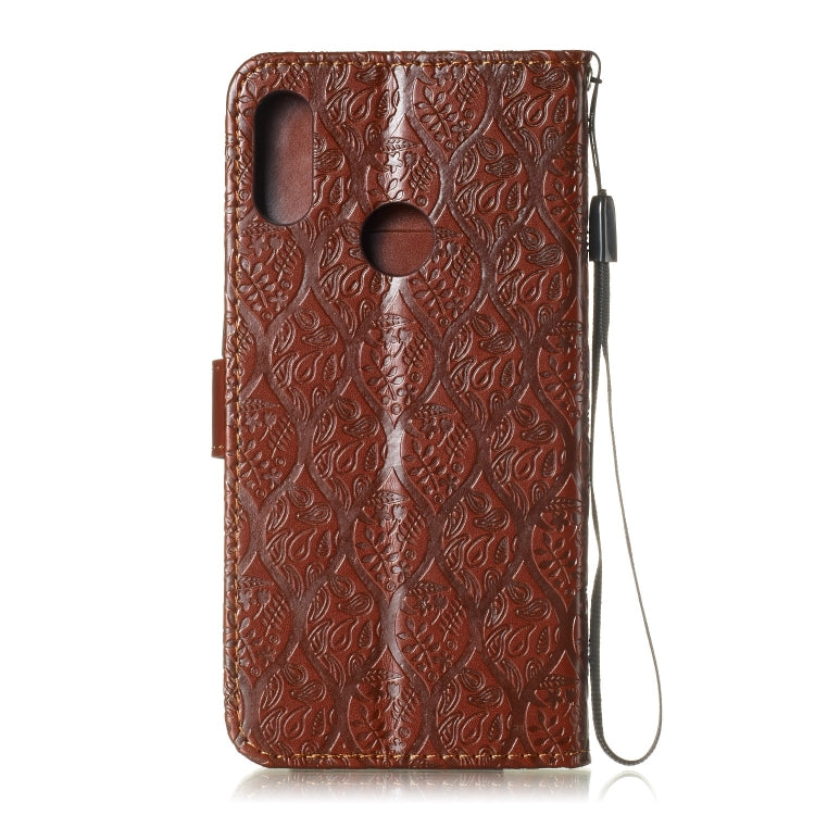 Pressed Printing Rattan Flower Pattern Horizontal Flip PU Leather Case for Huawei Y6 2019 / Honor 8A, with Holder & Card Slots & Wallet & Photo Frame