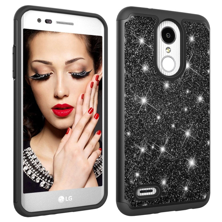 Glitter Powder Contrast Skin Shockproof Silicone + PC Protective Case for LG Aristo 2 / K8 2018 US Version / Aristo 2 Plus / LG LV3 2018