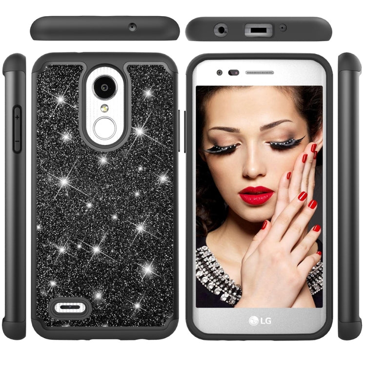 Glitter Powder Contrast Skin Shockproof Silicone + PC Protective Case for LG Aristo 2 / K8 2018 US Version / Aristo 2 Plus / LG LV3 2018