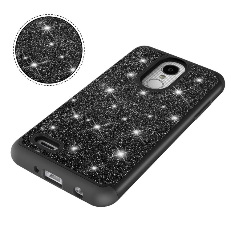 Glitter Powder Contrast Skin Shockproof Silicone + PC Protective Case for LG Aristo 2 / K8 2018 US Version / Aristo 2 Plus / LG LV3 2018
