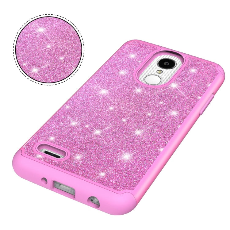 Glitter Powder Contrast Skin Shockproof Silicone + PC Protective Case for LG Aristo 2 / K8 2018 US Version / Aristo 2 Plus / LG LV3 2018