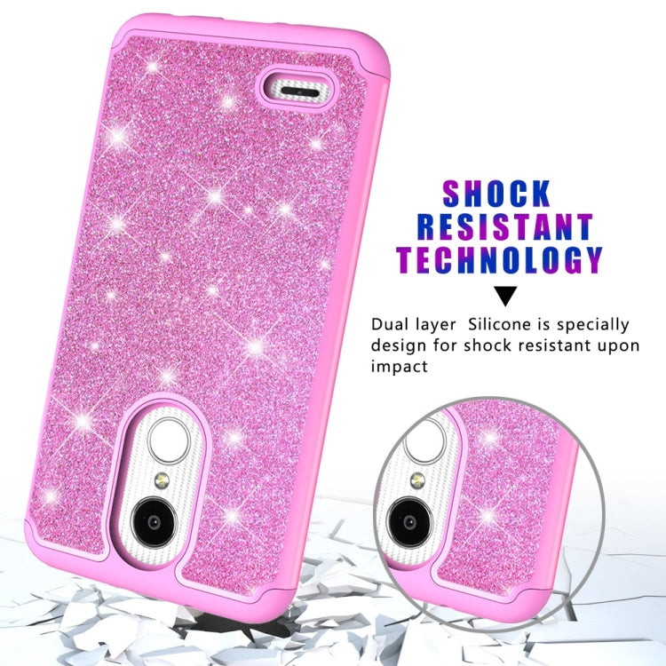 Glitter Powder Contrast Skin Shockproof Silicone + PC Protective Case for LG Aristo 2 / K8 2018 US Version / Aristo 2 Plus / LG LV3 2018