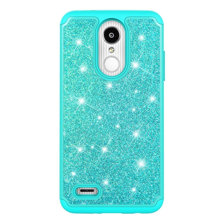 Glitter Powder Contrast Skin Shockproof Silicone + PC Protective Case for LG Aristo 2 / K8 2018 US Version / Aristo 2 Plus / LG LV3 2018
