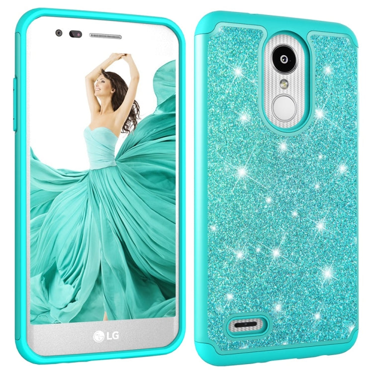 Glitter Powder Contrast Skin Shockproof Silicone + PC Protective Case for LG Aristo 2 / K8 2018 US Version / Aristo 2 Plus / LG LV3 2018