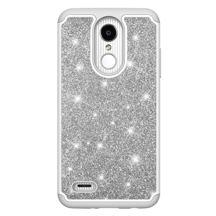 Glitter Powder Contrast Skin Shockproof Silicone + PC Protective Case for LG Aristo 2 / K8 2018 US Version / Aristo 2 Plus / LG LV3 2018