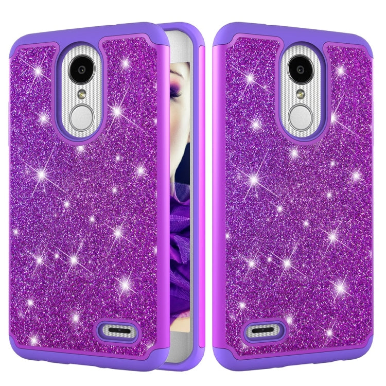 Glitter Powder Contrast Skin Shockproof Silicone + PC Protective Case for LG Aristo 2 / K8 2018 US Version / Aristo 2 Plus / LG LV3 2018