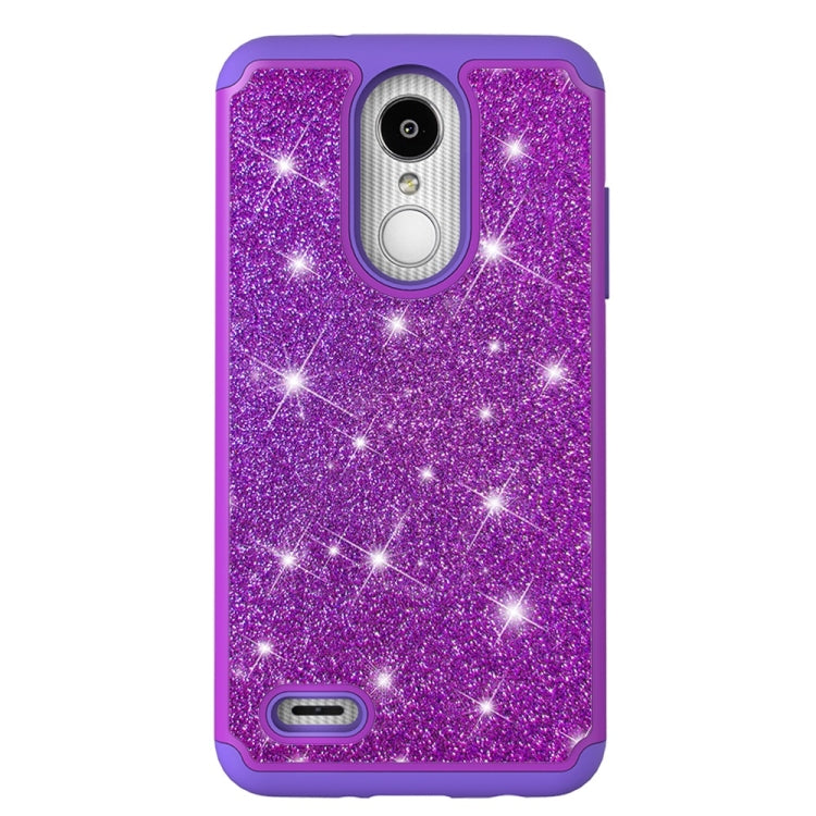 Glitter Powder Contrast Skin Shockproof Silicone + PC Protective Case for LG Aristo 2 / K8 2018 US Version / Aristo 2 Plus / LG LV3 2018