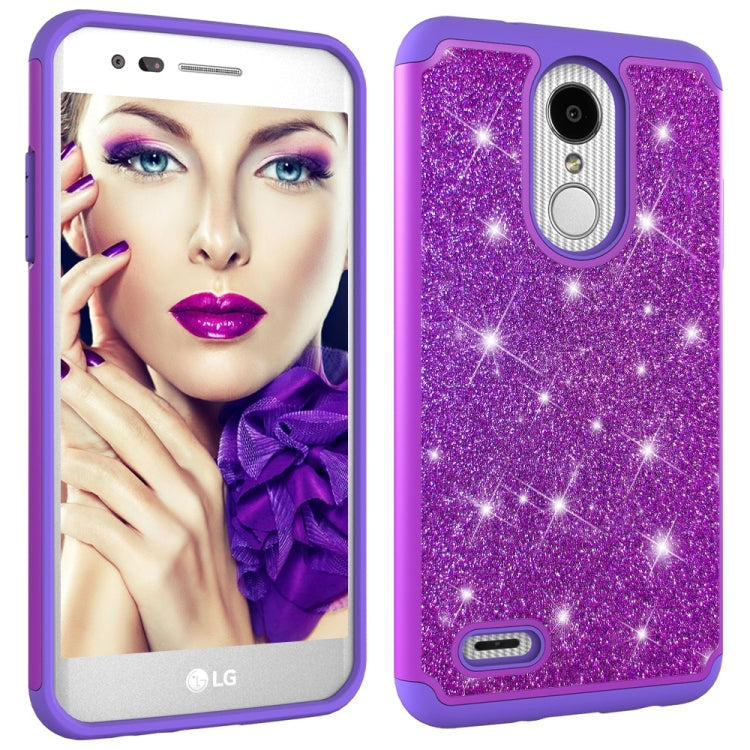 Glitter Powder Contrast Skin Shockproof Silicone + PC Protective Case for LG Aristo 2 / K8 2018 US Version / Aristo 2 Plus / LG LV3 2018