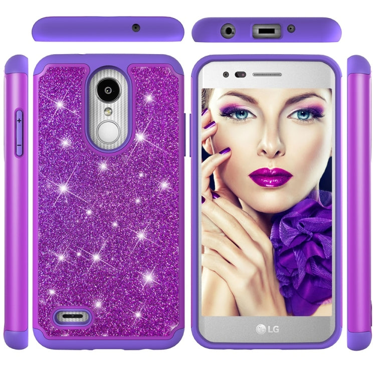Glitter Powder Contrast Skin Shockproof Silicone + PC Protective Case for LG Aristo 2 / K8 2018 US Version / Aristo 2 Plus / LG LV3 2018