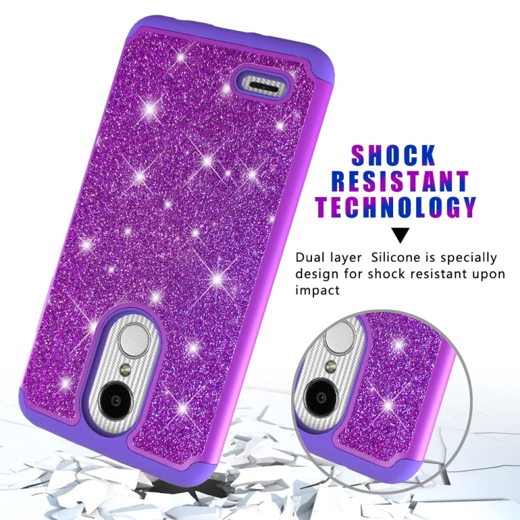 Glitter Powder Contrast Skin Shockproof Silicone + PC Protective Case for LG Aristo 2 / K8 2018 US Version / Aristo 2 Plus / LG LV3 2018