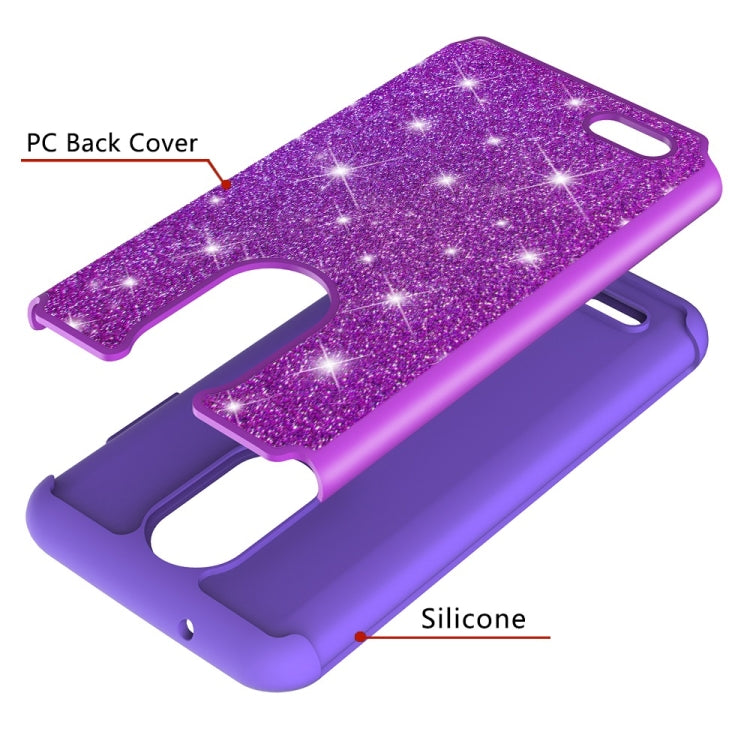 Glitter Powder Contrast Skin Shockproof Silicone + PC Protective Case for LG Aristo 2 / K8 2018 US Version / Aristo 2 Plus / LG LV3 2018