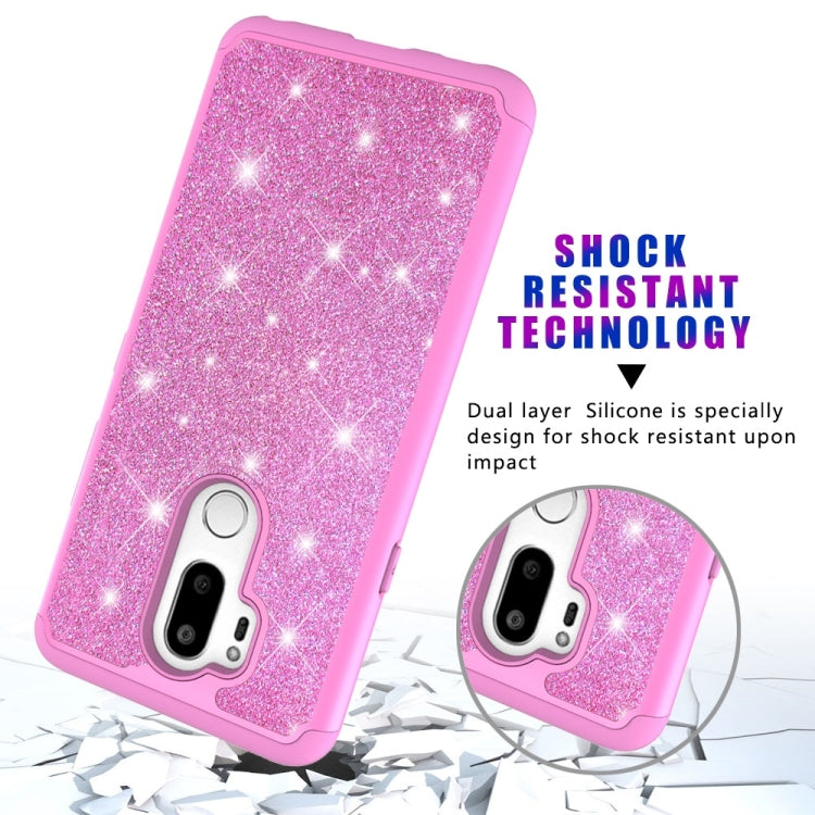 Glitter Powder Contrast Skin Shockproof Silicone + PC Protective Case for LG G7 ThinQ / G7