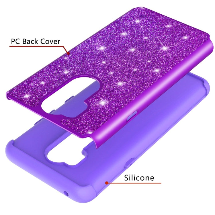 Glitter Powder Contrast Skin Shockproof Silicone + PC Protective Case for LG G7 ThinQ / G7