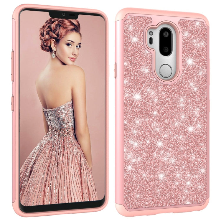Glitter Powder Contrast Skin Shockproof Silicone + PC Protective Case for LG G7 ThinQ / G7
