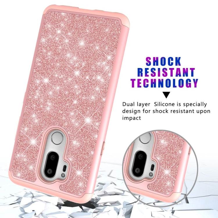 Glitter Powder Contrast Skin Shockproof Silicone + PC Protective Case for LG G7 ThinQ / G7