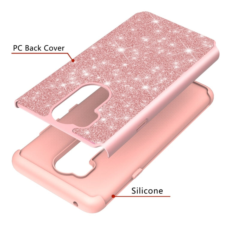 Glitter Powder Contrast Skin Shockproof Silicone + PC Protective Case for LG G7 ThinQ / G7
