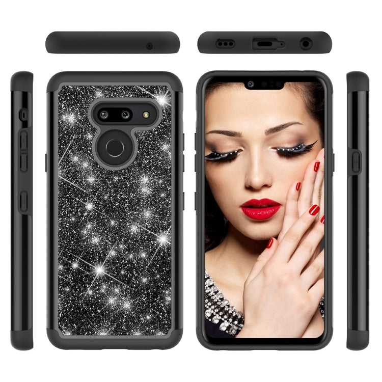 Glitter Powder Contrast Skin Shockproof Silicone + PC Protective Case for LG G8 ThinQ