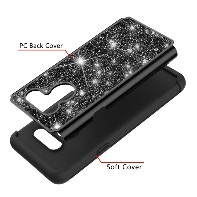 Glitter Powder Contrast Skin Shockproof Silicone + PC Protective Case for LG G8 ThinQ