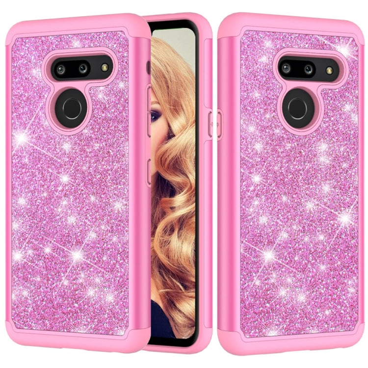 Glitter Powder Contrast Skin Shockproof Silicone + PC Protective Case for LG G8 ThinQ