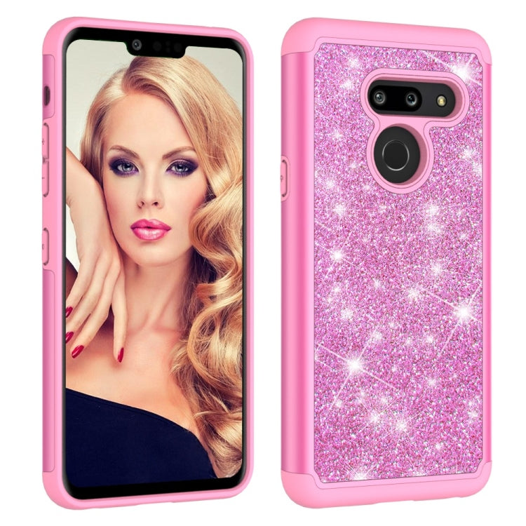 Glitter Powder Contrast Skin Shockproof Silicone + PC Protective Case for LG G8 ThinQ