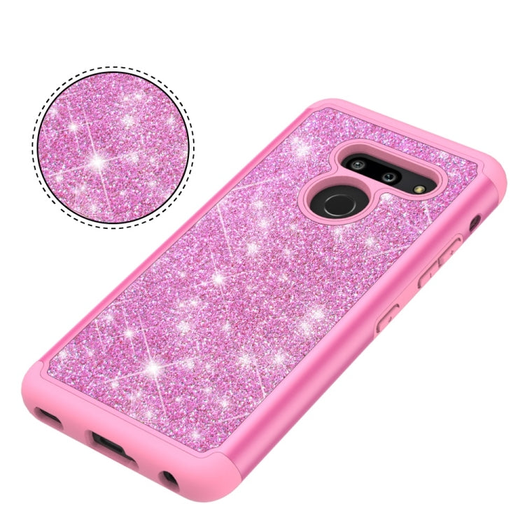 Glitter Powder Contrast Skin Shockproof Silicone + PC Protective Case for LG G8 ThinQ