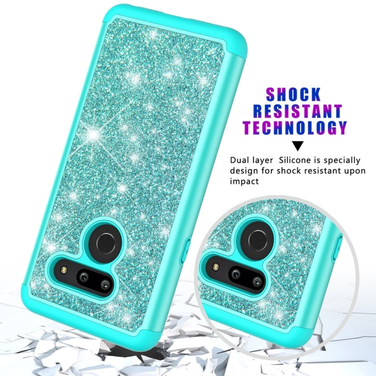 Glitter Powder Contrast Skin Shockproof Silicone + PC Protective Case for LG G8 ThinQ