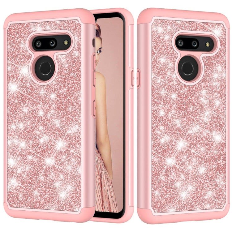 Glitter Powder Contrast Skin Shockproof Silicone + PC Protective Case for LG G8 ThinQ