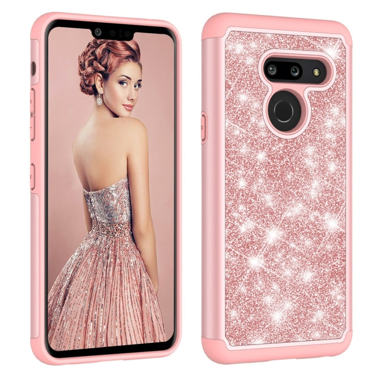 Glitter Powder Contrast Skin Shockproof Silicone + PC Protective Case for LG G8 ThinQ