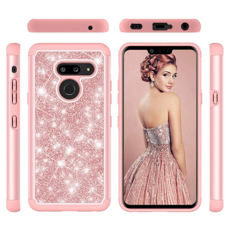 Glitter Powder Contrast Skin Shockproof Silicone + PC Protective Case for LG G8 ThinQ