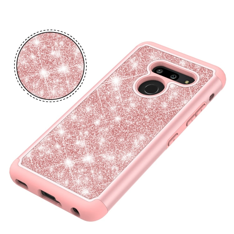 Glitter Powder Contrast Skin Shockproof Silicone + PC Protective Case for LG G8 ThinQ