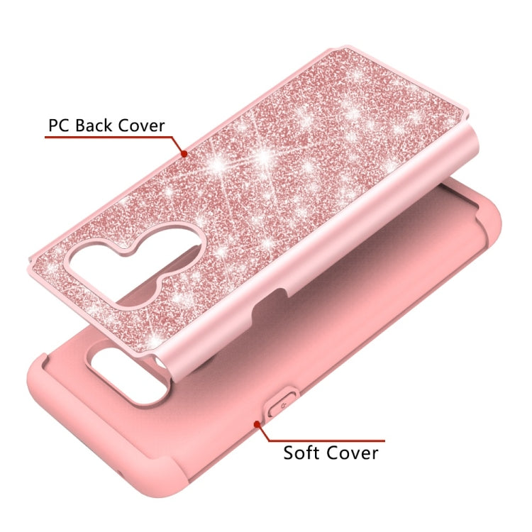 Glitter Powder Contrast Skin Shockproof Silicone + PC Protective Case for LG G8 ThinQ